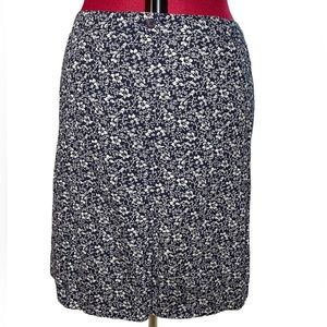 Eddie Bauer Micro Blue Cream Floral Midi Cottagecore Skirt Size 12